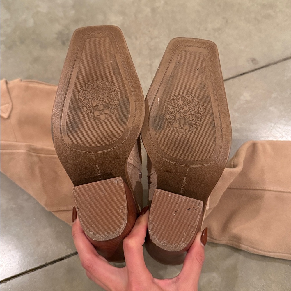 Vince Camuto -  VC-AFELIA - Beige Suede Heeled Boots - Picture 4 of 8